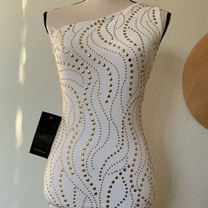 White and Gold Bebe Dress!